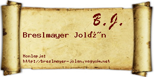 Breslmayer Jolán névjegykártya